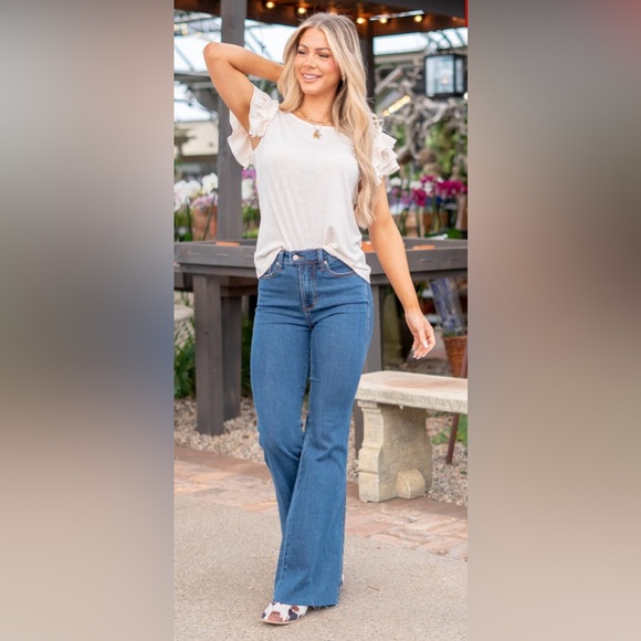 SUMMER NIGHTS HIGH RISE TUMMY
CONTROL TOP CUT HEM FLARE Size 11/30 Style JB88611 - Picture 2 of 16